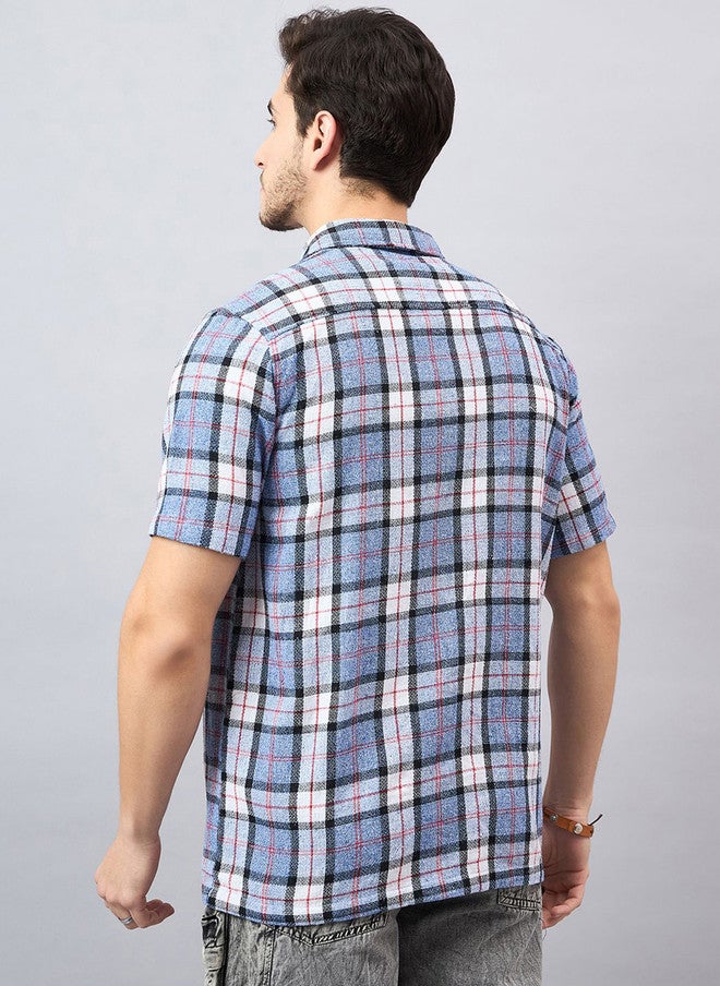 CHIMPAAANZEE Men Spread Collar Checked Casual Shirt - Image 5